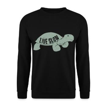 Live Slow Turtle - Unisex Sweatshirt - black - Front - Alina (178cm) & Michal (187cm)