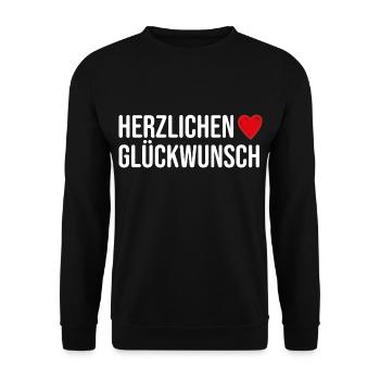 Herzlichen Glückwunsch Herzlich Geschenkidee - Unisex Pullover - Schwarz - Vorne - Alina (178cm) & Michal (187cm)
