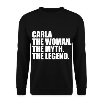 Woman Myth Legend Name Carla - Unisex Sweatshirt - black - Front - Alina (178cm) & Michal (187cm)