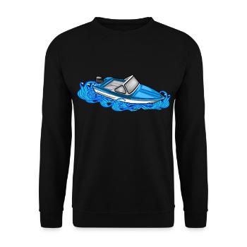 bateau DDR vagues Illustration rétro ibis bateau - Sweat-shirt Unisexe - noir - Devant - Alina (178cm) & Michal (187cm)