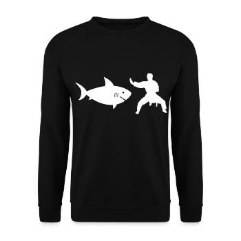 Shark Karate - Unisex Sweatshirt - black - Front - Alina (178cm) & Michal (187cm)