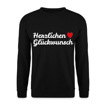 Herzlichen Glückwunsch Geburtstagsgruß - Unisex Pullover - Schwarz - Vorne - Alina (178cm) & Michal (187cm)