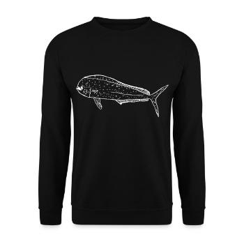 Gemeine Goldmakrele weiß - Unisex Pullover - Schwarz - Vorne - Alina (178cm) & Michal (187cm)