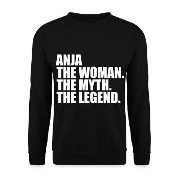 Woman Mythos Legende Name Anja - Unisex Pullover - Schwarz - Vorne - Alina (178cm) & Michal (187cm)
