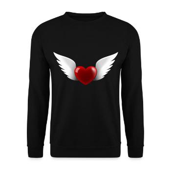 Coeur avec des ailes d'ange - Sweat-shirt Unisexe - noir - Devant - Alina (178cm) & Michal (187cm)