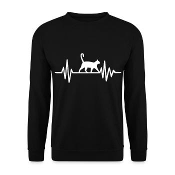 Heartbeat Cat HeartBeat - Unisex Sweatshirt - black - Front - Alina (178cm) & Michal (187cm)
