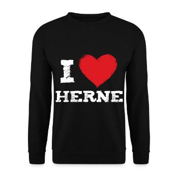 Ich liebe meine Stadt Herne - Unisex Pullover - Schwarz - Vorne - Alina (178cm) & Michal (187cm)