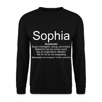 Name Definition Sophia - Unisex Pullover - Schwarz - Vorne - Alina (178cm) & Michal (187cm)