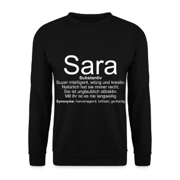 Name Definition Sara - Unisex Pullover - Schwarz - Vorne - Alina (178cm) & Michal (187cm)