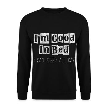 Sleeping Bed Pillow - Unisex Sweatshirt - black - Front - Alina (178cm) & Michal (187cm)