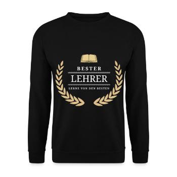 Bester Lehrer T-Shirt - Unisex Pullover - Schwarz - Vorne - Alina (178cm) & Michal (187cm)