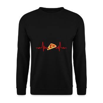 Pizza Heartbeat, Nourriture, Délicieux, Bande dessinée - Sweat-shirt Unisexe - noir - Devant - Alina (178cm) & Michal (187cm)