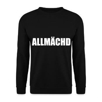Allmächd Fränkisch Geschenkidee - Unisex Pullover - Schwarz - Vorne - Alina (178cm) & Michal (187cm)