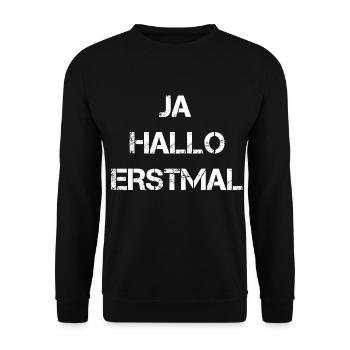 Ja Hallo Erstmal Vintage - Unisex Pullover - Schwarz - Vorne - Alina (178cm) & Michal (187cm)