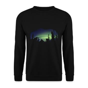 Bear Northern Lights Nature - Unisex Sweatshirt - black - Front - Alina (178cm) & Michal (187cm)
