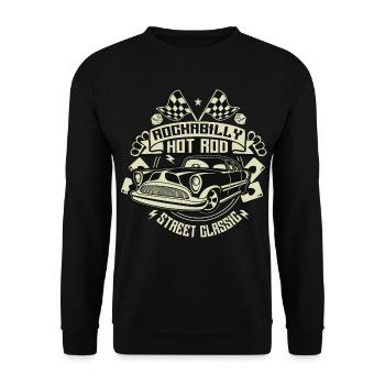 Rockabilly Hotrod. Retro Vintage Fifties Sixties - Unisex Pullover - Schwarz - Vorne - Alina (178cm) & Michal (187cm)