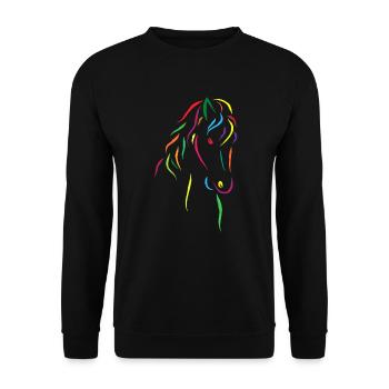 Tête de cheval colorée - Sweat-shirt Unisexe - noir - Devant - Alina (178cm) & Michal (187cm)