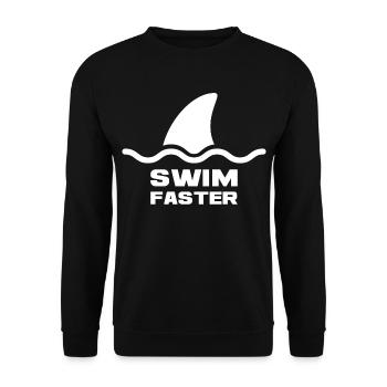 Swim Faster Hai Shark Tier Schwimmer Spruch - Unisex Pullover - Schwarz - Vorne - Alina (178cm) & Michal (187cm)