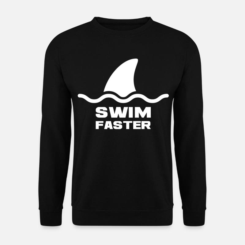 Swim Faster Hai Shark Tier Schwimmer Spruch - Unisex Pullover - Schwarz