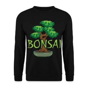 Bonsai in a pot - Unisex Sweatshirt - black - Front - Alina (178cm) & Michal (187cm)