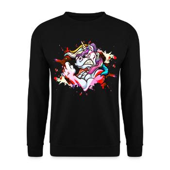 Unicorn Strong Muscles Fitness Bodybuilding Colorful - Unisex Sweatshirt - black - Front - Alina (178cm) & Michal (187cm)