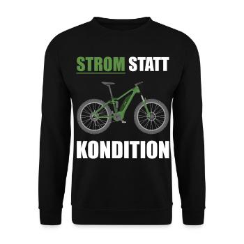 E bike Strom Statt Kondition Mountainbike Fahrrad - Unisex Pullover - Schwarz - Vorne - Alina (178cm) & Michal (187cm)