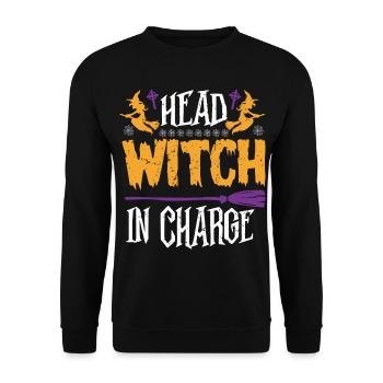 198 Hexe Design Halloween Geschenk Geburtstag verrückte Kunst - Unisex Pullover - Schwarz - Vorne - Alina (178cm) & Michal (187cm)