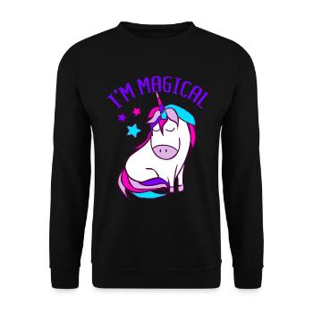 Einhorn Einhörner Magie - Unisex Pullover - Schwarz - Vorne - Alina (178cm) & Michal (187cm)