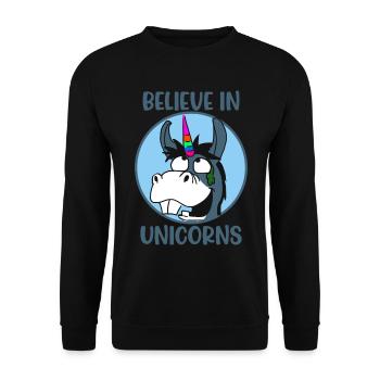 Croire Licorne - Sweat-shirt Unisexe - noir - Devant - Alina (178cm) & Michal (187cm)