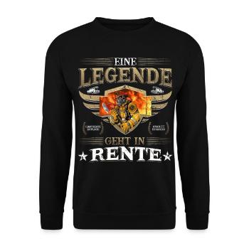 Feuerwehr Legende geht in Rente. Feuerwehrmann - Unisex Pullover - Schwarz - Vorne - Alina (178cm) & Michal (187cm)