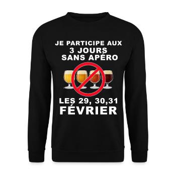 Apéro homme, humour apéro mois de février - Sweat-shirt Unisexe - noir - Devant - Alina (178cm) & Michal (187cm)