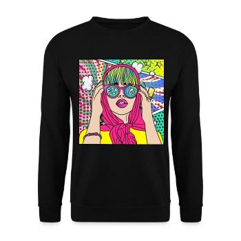BANDE DESSINÉE POP ART FUCK YOU GIRL - Sweat-shirt Unisexe - noir - Devant - Alina (178cm) & Michal (187cm)