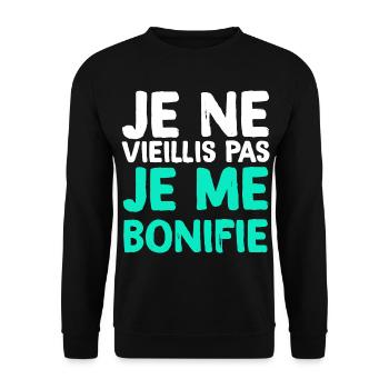 Je Ne Vieillis Pas Je Me Bonifie Humour Retraite - Sweat-shirt Unisexe - noir - Devant - Alina (178cm) & Michal (187cm)