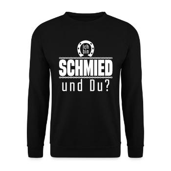 Ich bin Schmied Nachname Beruf Schlosser - Unisex Pullover - Schwarz - Vorne - Alina (178cm) & Michal (187cm)
