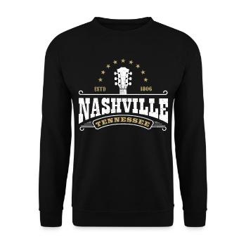 Nashville Music City Tennessee USA Musikliebhaber - Unisex Pullover - Schwarz - Vorne - Alina (178cm) & Michal (187cm)