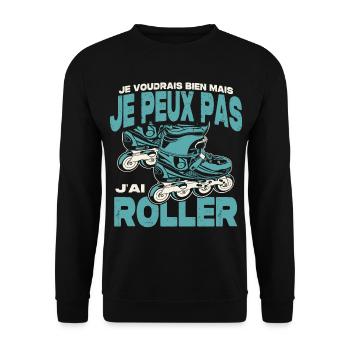 Je peux pas j'ai roller. - Sweat-shirt Unisexe - noir - Devant - Alina (178cm) & Michal (187cm)