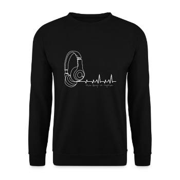 Headphones Music Quotes Spüche Gift - Unisex Sweatshirt - black - Front - Alina (178cm) & Michal (187cm)