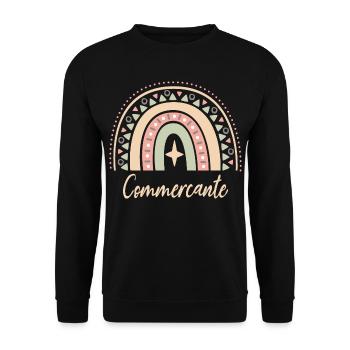 Cadeau Commerçante. Boho Rainbow commerçante. - Sweat-shirt Unisexe - noir - Devant - Alina (178cm) & Michal (187cm)