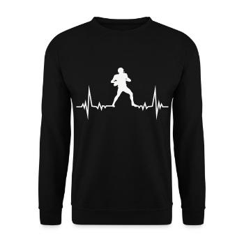 ECG Pulse Heart Line Football Player Sports Gift - Unisex Sweatshirt - black - Front - Alina (178cm) & Michal (187cm)