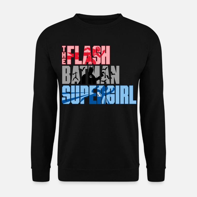 The Flash Écriture Avec Batman Et Supergirl - Sweat-shirt Unisexe - noir