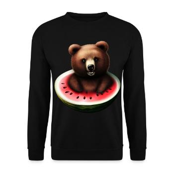 Bear in a watermelon - Unisex Sweatshirt - black - Front - Alina (178cm) & Michal (187cm)