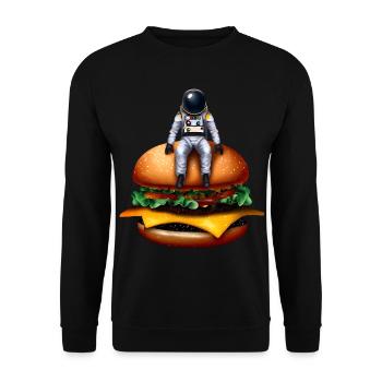Space Astronaut Cheeseburger - Unisex Sweatshirt - black - Front - Alina (178cm) & Michal (187cm)