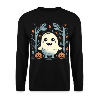 Cute Halloween pumpkins and ghosts - Unisex Sweatshirt - black - Front - Alina (178cm) & Michal (187cm)