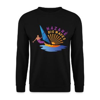 Nazare Portugal Big Waves Windsurfers - Unisex Sweatshirt - black - Front - Alina (178cm) & Michal (187cm)
