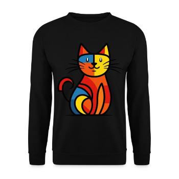 Eine abstrakte Illustration einer niedlichen Katze - Unisex Pullover - Schwarz - Vorne - Alina (178cm) & Michal (187cm)