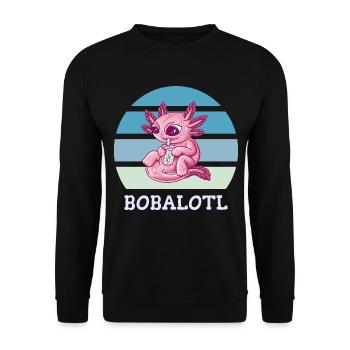 Boba Bubble Tea Axolotl Bobalotl - Unisex Sweatshirt - black - Front - Alina (178cm) & Michal (187cm)
