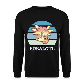 Boba Bubble Tea Axolotl Bobalotl - Sweat-shirt Unisexe - noir - Devant - Alina (178cm) & Michal (187cm)