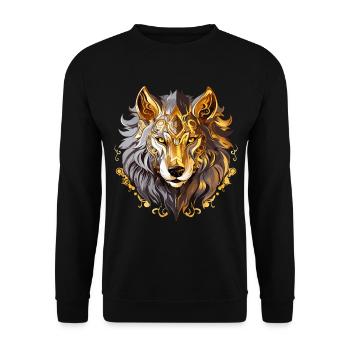 Wolf Wolf Head Gold Mystical Nature Wilderness Art - Sweat-shirt Unisexe - noir - Devant - Alina (178cm) & Michal (187cm)
