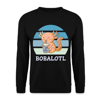 Boba Bubble Tea Axolotl Bobalotl - Sweat-shirt Unisexe - noir - Devant - Alina (178cm) & Michal (187cm)
