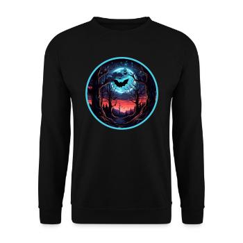 Fledermäuse Fledermaus Flughunde Halloween - Unisex Pullover - Schwarz - Vorne - Alina (178cm) & Michal (187cm)